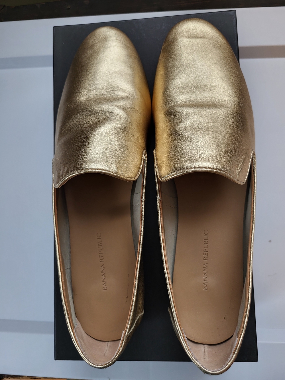 Banana Republic Shimmery Gold Leather Slip-On Flats